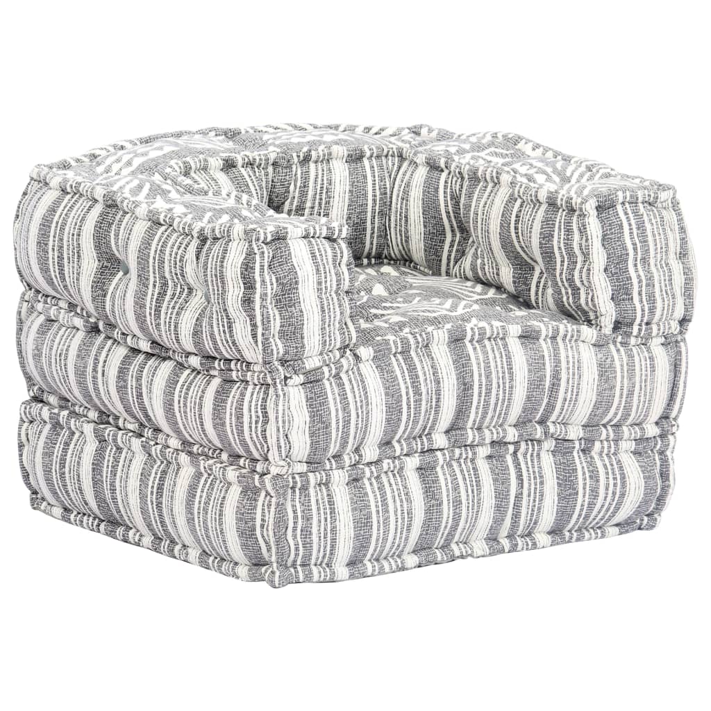 Fotoliu puf, gri cu dungi, material textil