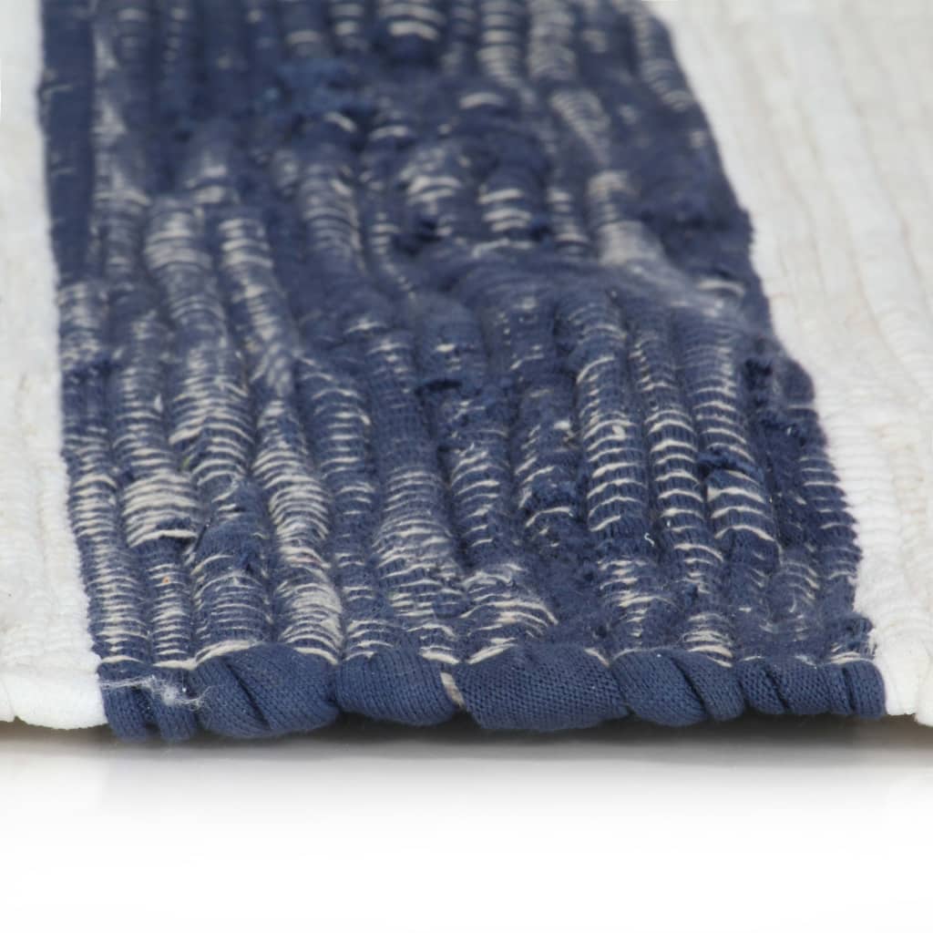 Handgewebter Chindi-Teppich Baumwolle 200x290cm Blau und Weiß | Stepinfit.de
