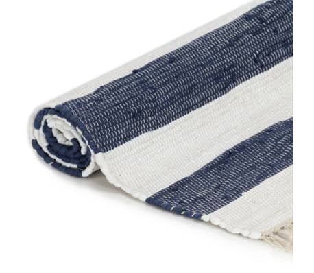 vidaXL Handgewebter Chindi-Teppich Baumwolle 200x290cm Blau und Weiß