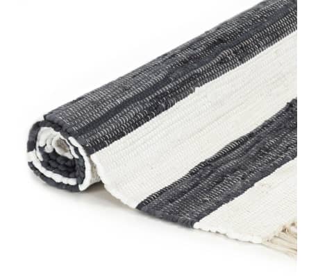 vidaXL håndvævet chindi-tæppe bomuld 200 x 290 cm antracitgrå og hvid