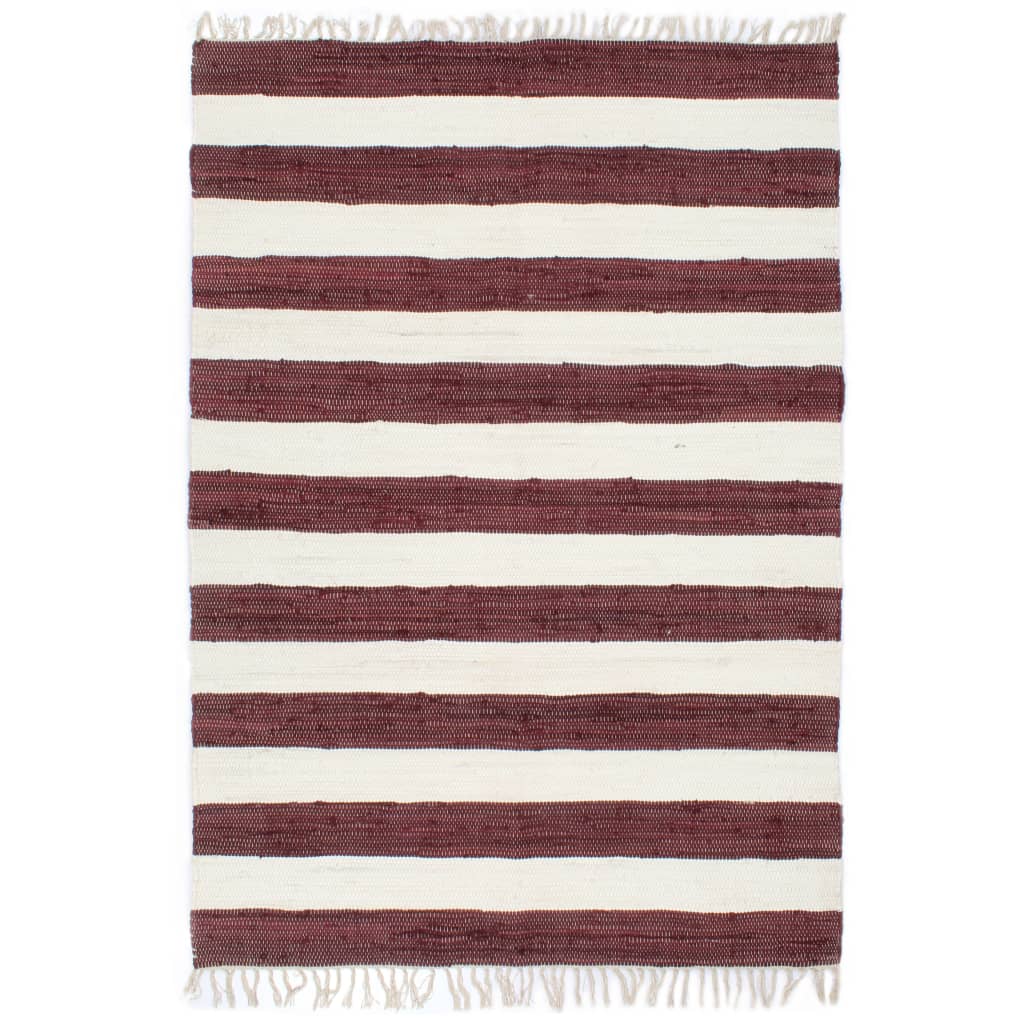 Petrashop  Ručně tkaný koberec Chindi bavlna 80 x 160 cm vínovo-bílý