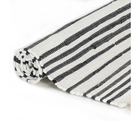 vidaXL Tapis Chindi tissé à la main Coton 160x230cm Anthracite / blanc