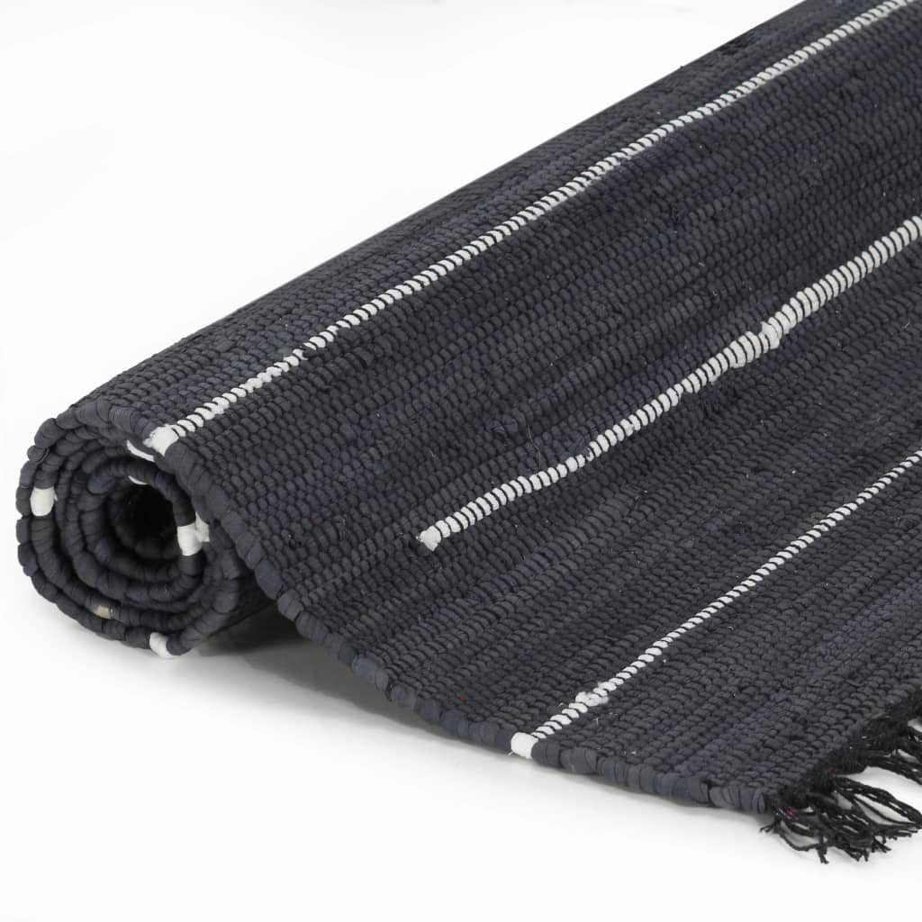 vidaXL Hand-woven Chindi Rug Cotton 80x160 cm Anthracite