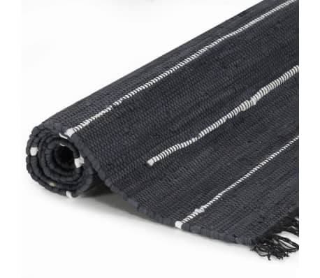 vidaXL håndvævet chindi-tæppe bomuld 120 x 170 cm antracitgrå