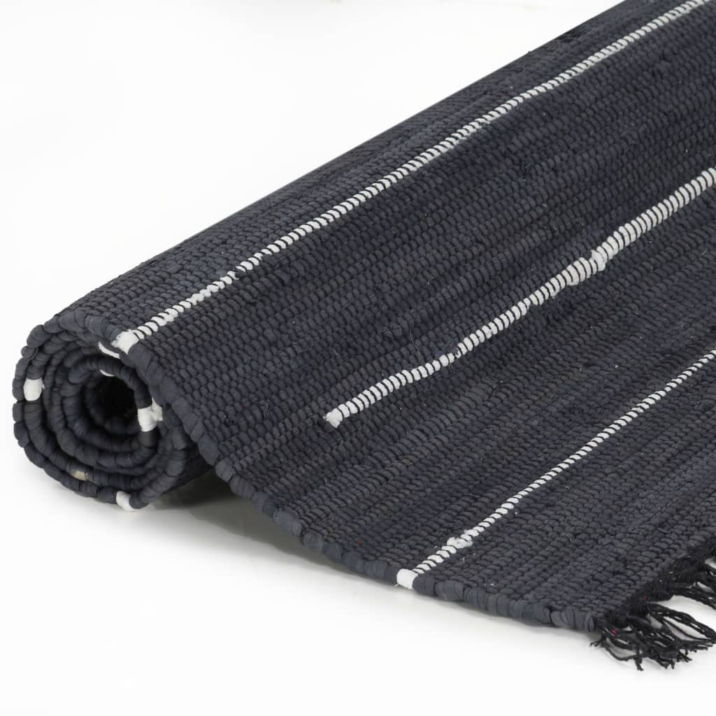 vidaXL Ručně tkaný koberec Chindi bavlna 160 x 230 cm antracitový