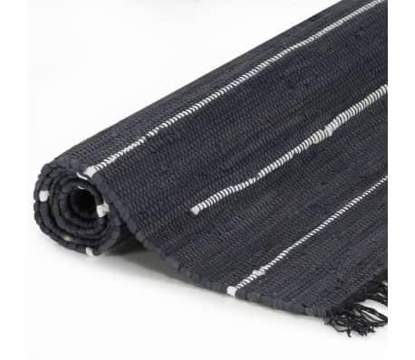 vidaXL håndvævet chindi-tæppe bomuld 160 x 230 cm antracitgrå