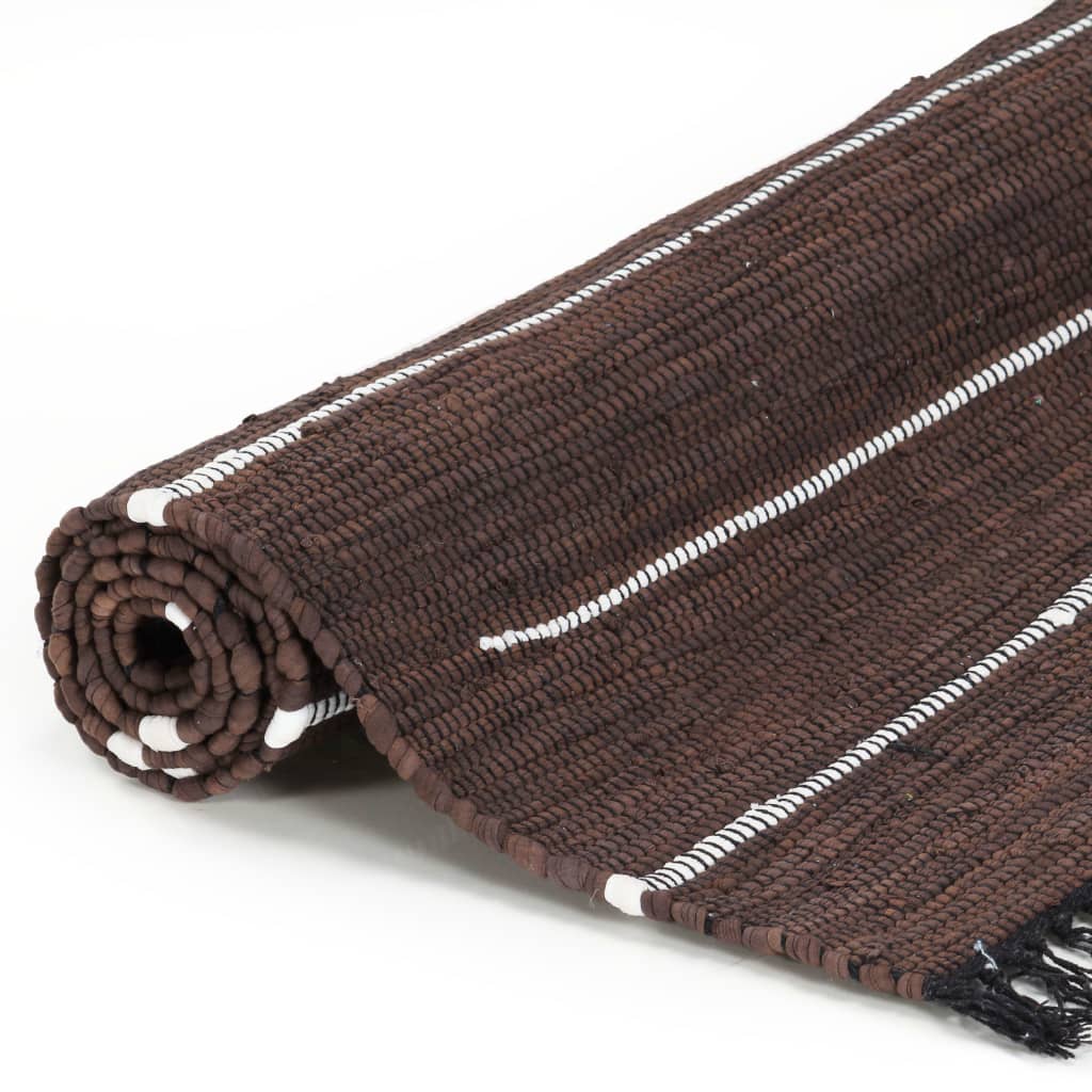 

vidaXL Vloerkleed chindi handgeweven 80x160 cm katoen bruin
