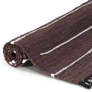 vidaXL Tapis Chindi Coton tiss&eacute; &agrave; la main 200 x 290 cm Marron