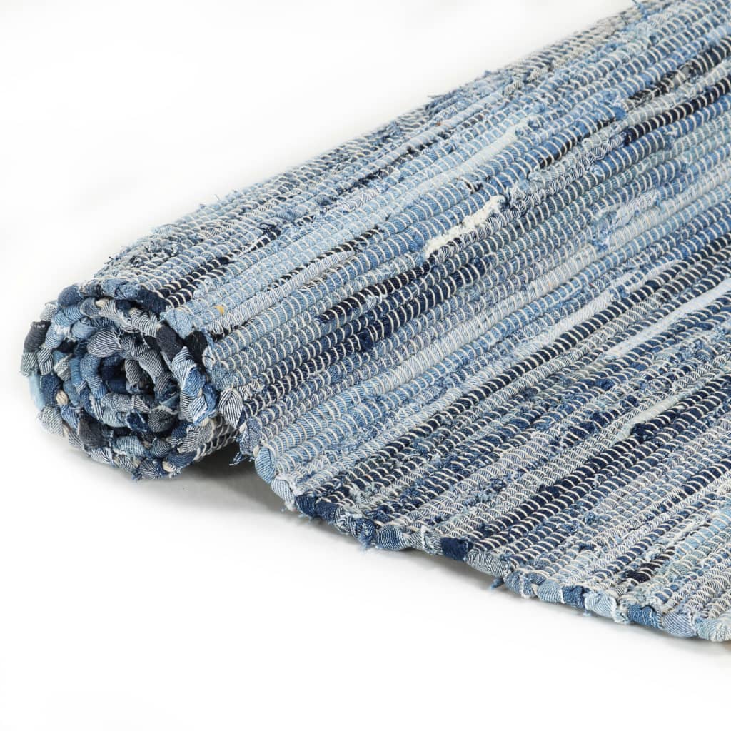 

vidaXL Vloerkleed chindi handgeweven 160x230 cm denim blauw