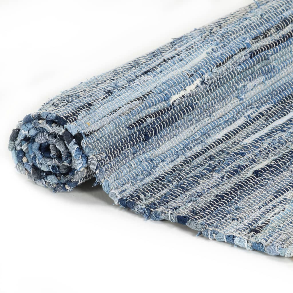 

vidaXL Vloerkleed chindi handgeweven 200x290 cm denim blauw