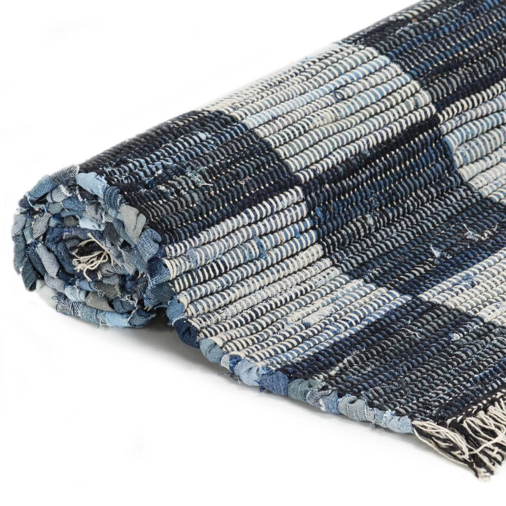 vidaXL Ręcznie tkany dywanik Chindi, dżins, 80x160 cm, niebieski