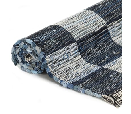 vidaXL Ręcznie tkany dywanik Chindi, dżins, 80x160 cm, niebieski