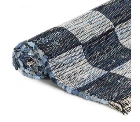 vidaXL Ręcznie tkany dywanik Chindi, dżins, 160x230 cm, niebieski