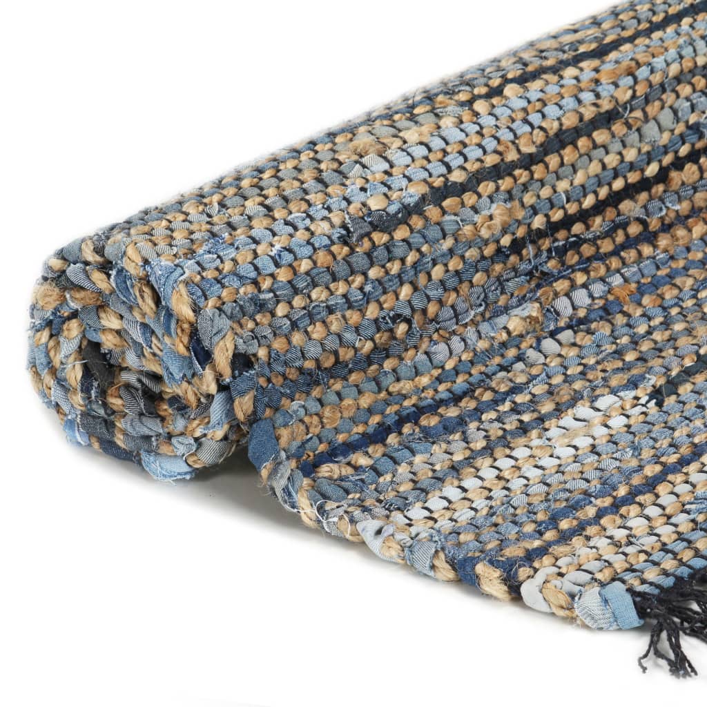 

vidaXL Vloerkleed chindi handgeweven 160x230 cm denim jute meerkleurig
