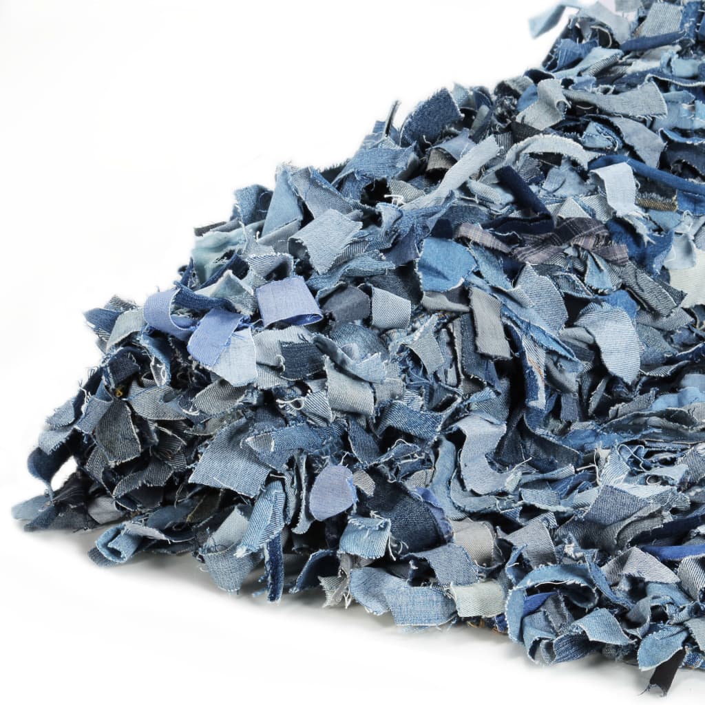 

vidaXL Tapijt shaggy hoogpolig 80x160 cm denim blauw