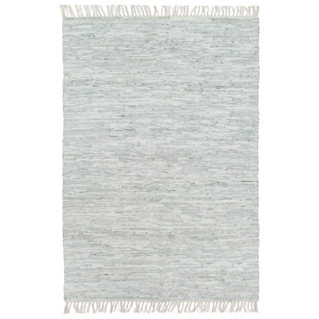 Ručně tkaný koberec Chindi kůže 160 x 230 cm světle šedý