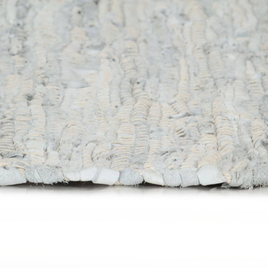 Vloerkleed chindi handgeweven 190x280 cm leer lichtgrijs