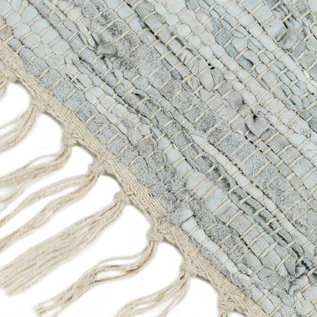 Vloerkleed chindi handgeweven 190x280 cm leer lichtgrijs