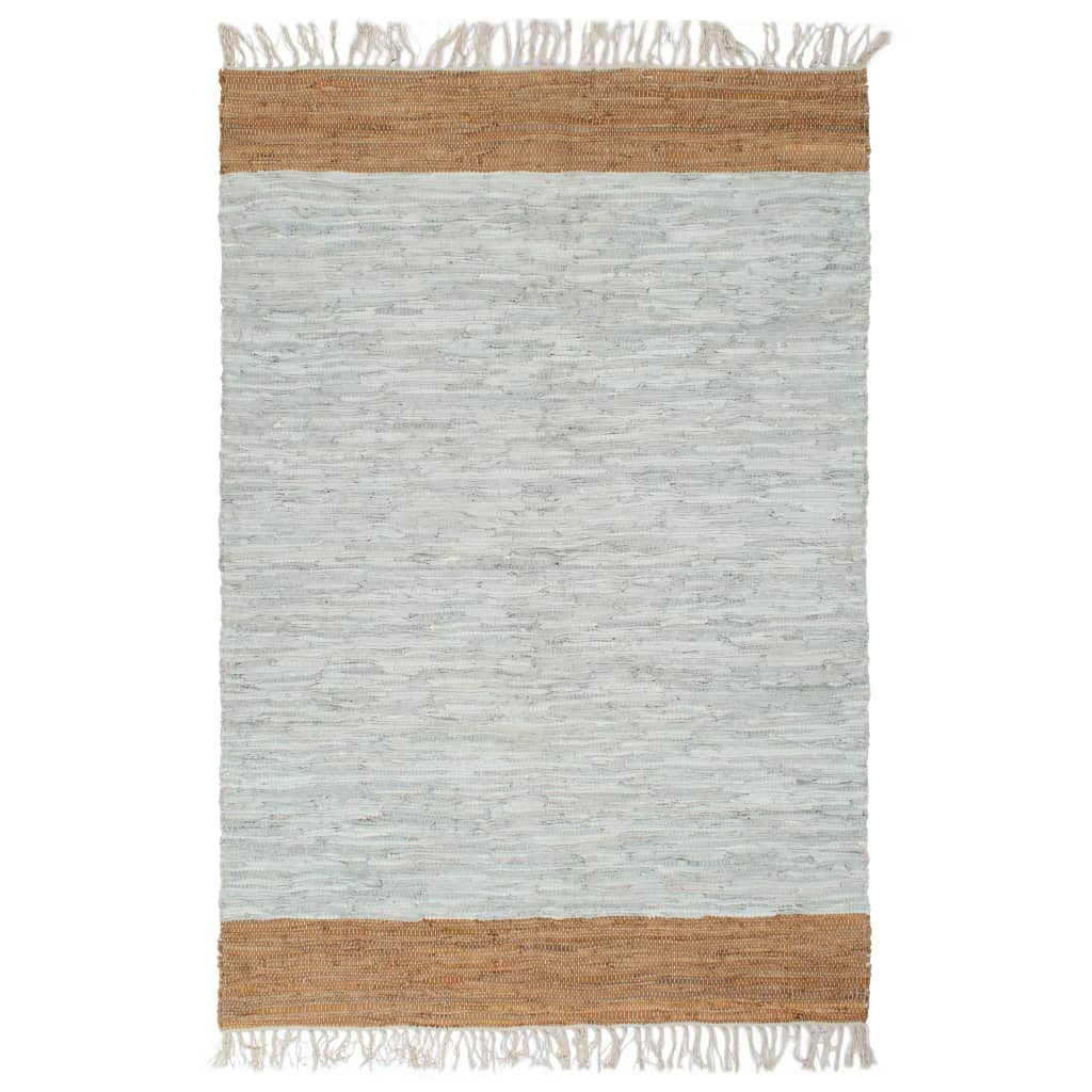 Petrashop  Ručně tkaný koberec Chindi kůže 80x160 cm světle šedý/bronzový