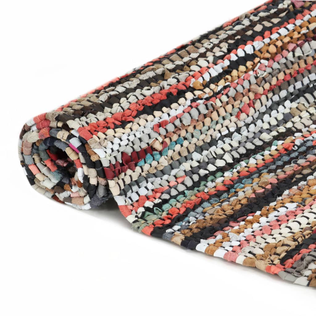 

vidaXL Vloerkleed chindi handgeweven 80x160 cm leer meerkleurig