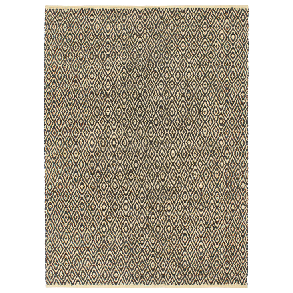 vidaXL Käsin punottu chindi-matto nahka puuvilla 120×170 cm musta