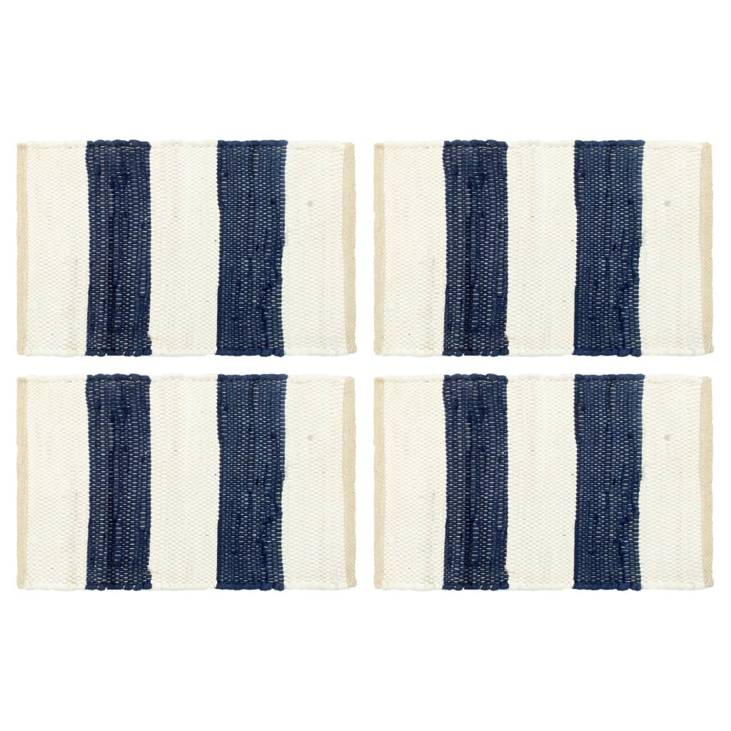vidaXL Naproane, 4 buc., chindi, albastru & alb în dungi, 30 x 45 cm vidaXL