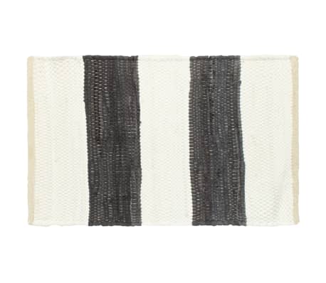 vidaXL Napperons 4 pcs Chindi Bande Anthracite et blanc 30 x 45 cm