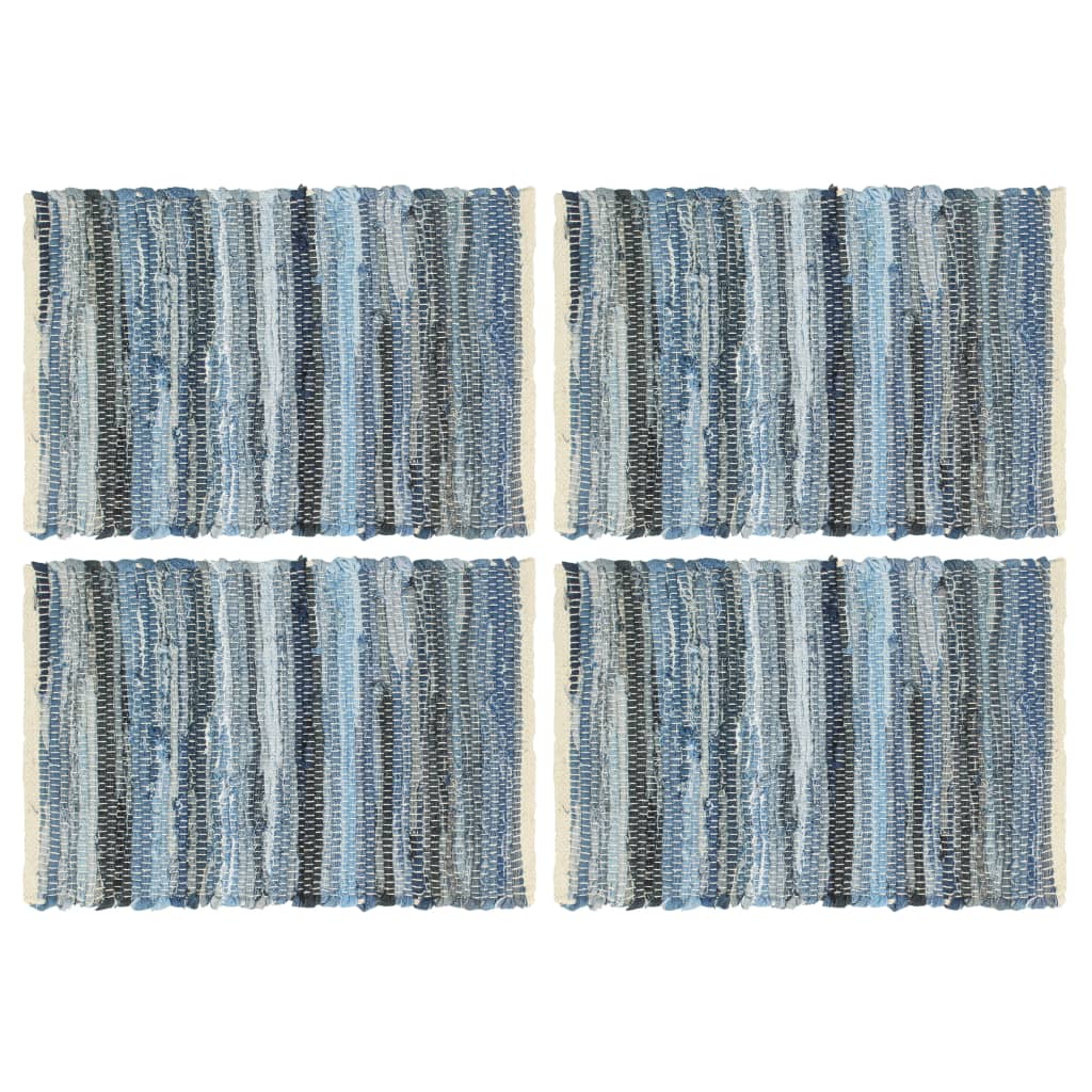 vidaXL Naproane, 4 buc., chindi, albastru denim, 30 x 45 cm, bumbac