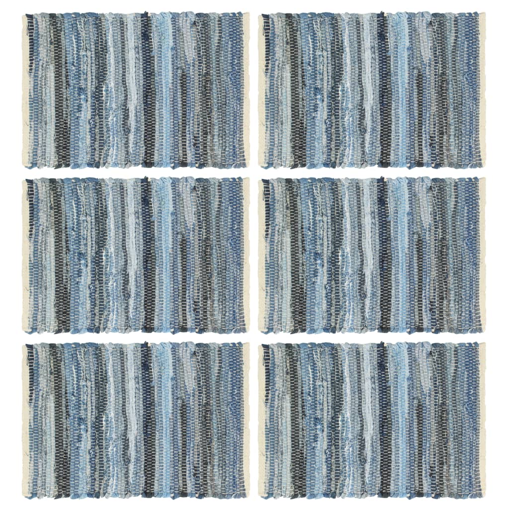 vidaXL Naproane, 6 buc., chindi, albastru denim, 30 x 45 cm, bumbac vidaxl.ro