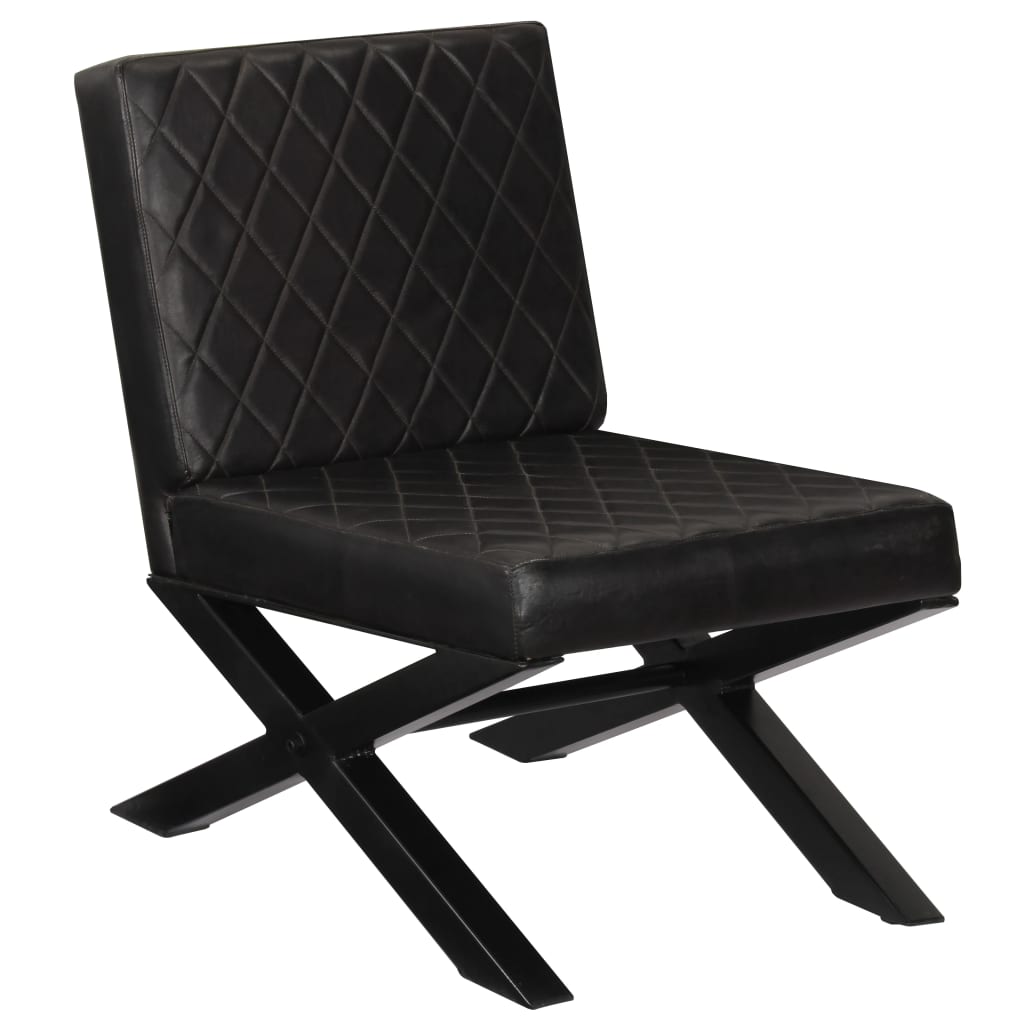 

vidaXL Sofa Chair Black Real Leather