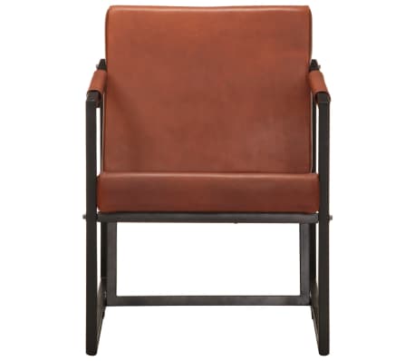 vidaXL Fotel, brązowy, sk&oacute;ra naturalna