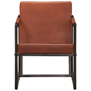 vidaXL Fotel, brązowy, sk&oacute;ra naturalna