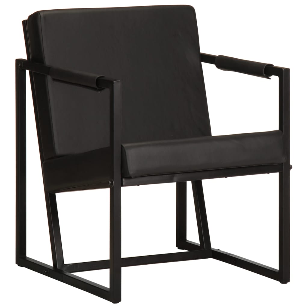 

vidaXL Armchair Black Real Leather