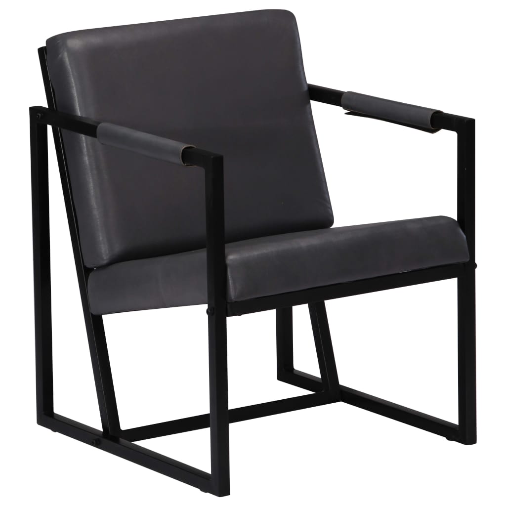 Image of vidaXL Armchair Grey Real Leather