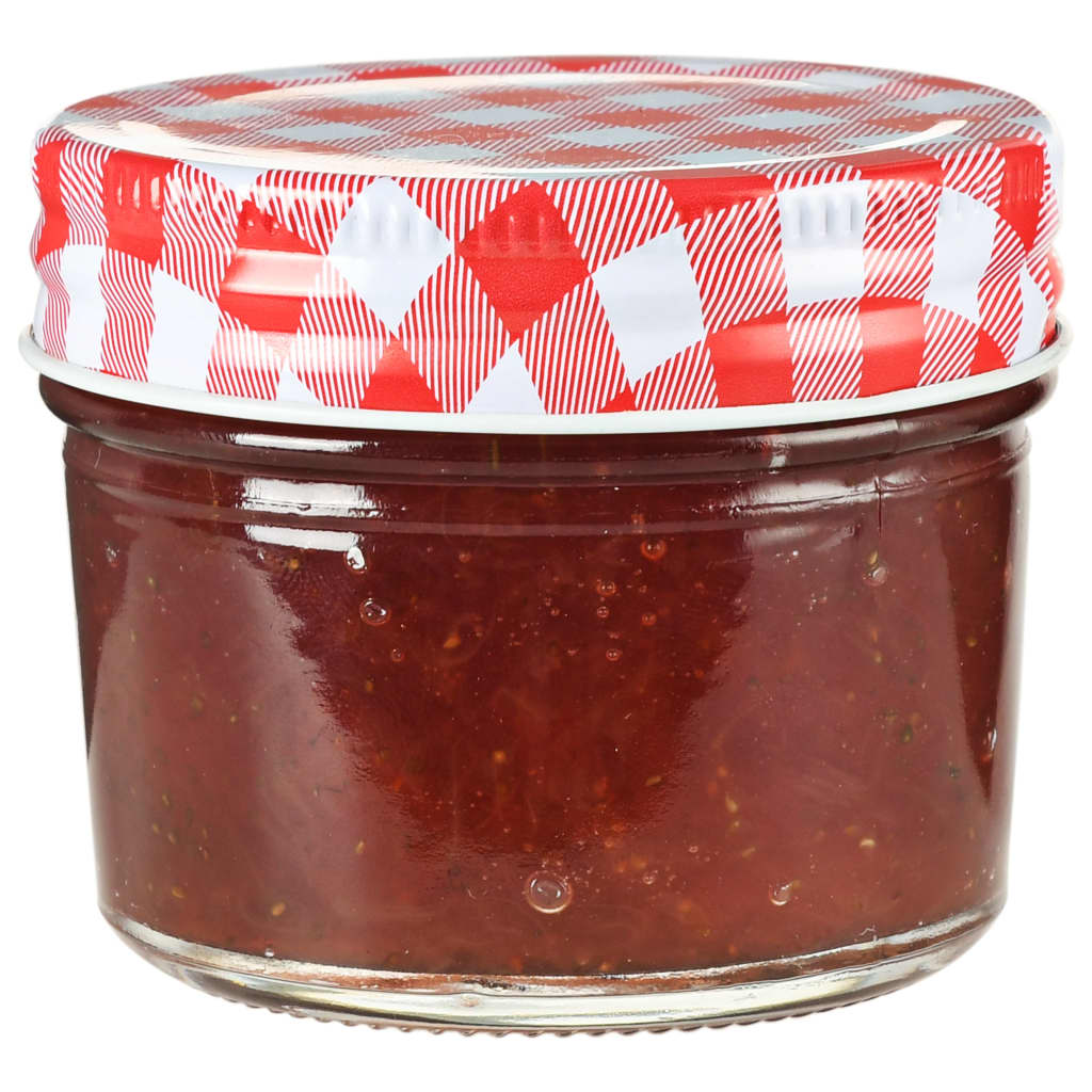 vidaXL Pots à confiture Couvercles blanc et rouge 96 pcs Verre 110 ml