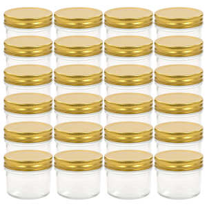 vidaXL kuldsete kaantega klaasist moosipurgid 24 tk, 110 ml