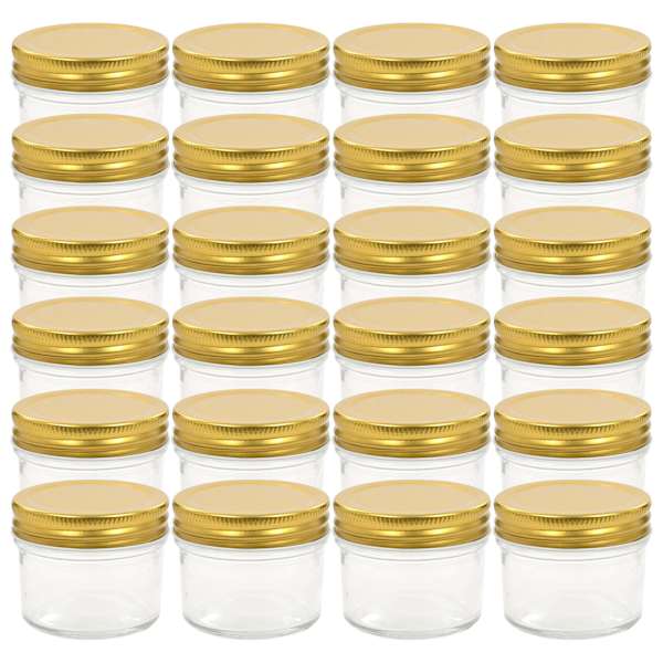 vidaXL kuldsete kaantega klaasist moosipurgid 24 tk, 110 ml