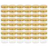 vidaXL Marmeladengläser mit goldenem Deckel 48 Stk. 110 ml