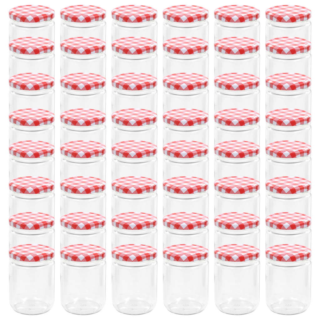  Zaváracie poháre s bielo-červenými viečkami 48 ks 230 ml sklo