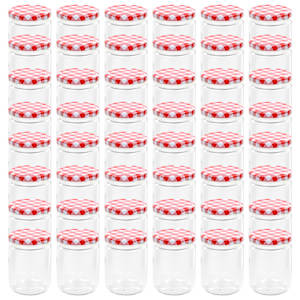 vidaXL klaasist moosipurgid valge ja punase kaanega 48 tk, 230 ml