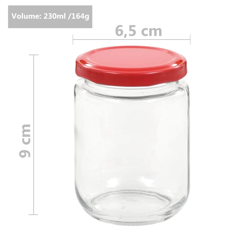 48 db 230 ml-es befőttesüveg piros tetővel 