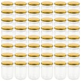 vidaXL Jampotten met goudkleurige deksels 48 st 230 ml glas