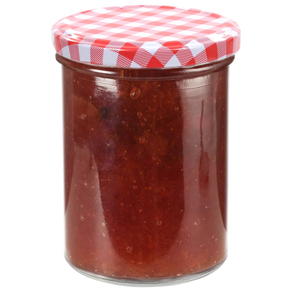 vidaXL Glass Jam Jars with White and Red Lid 24 pcs 400 ml