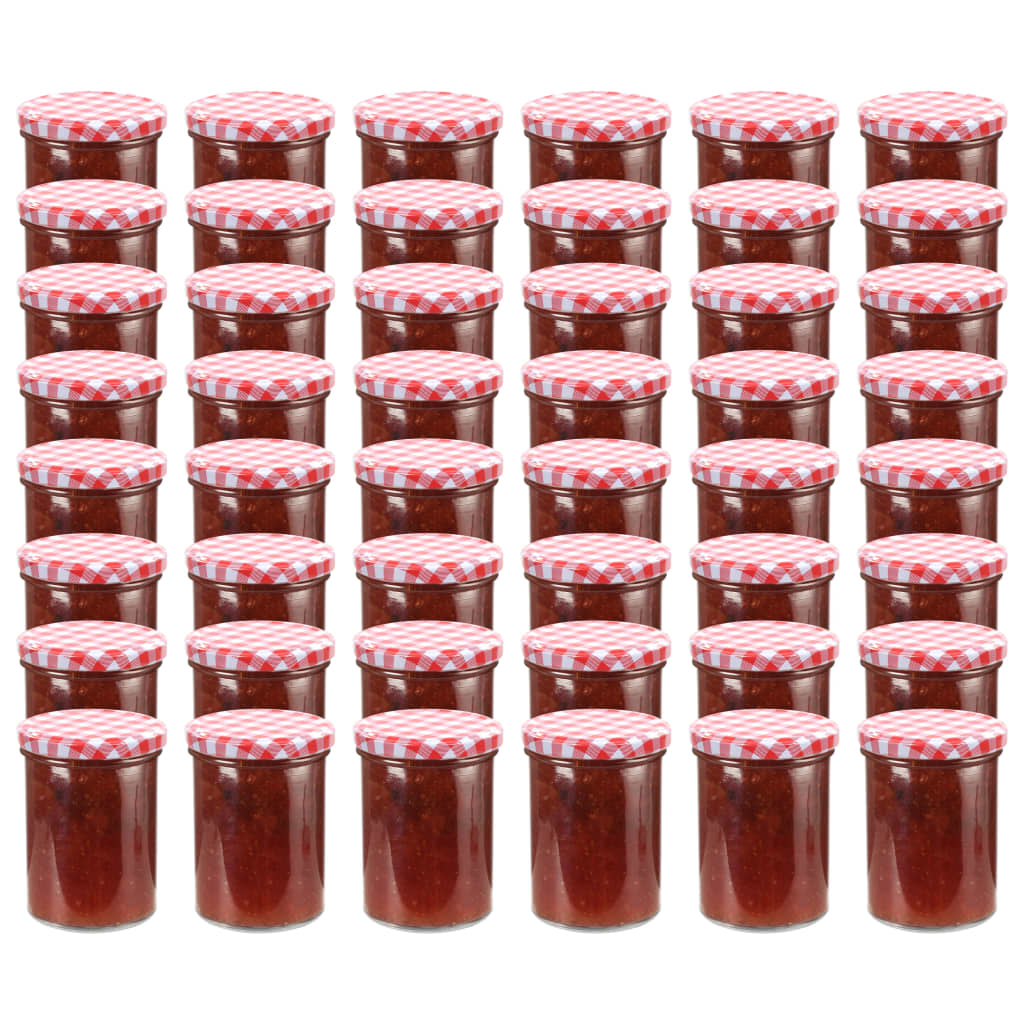 Zavařovací sklenice s bíločervenými víčky 48 ks 400 ml