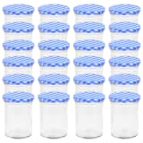 vidaXL Jampotten met wit met blauwe deksels 24 st 400 ml glas