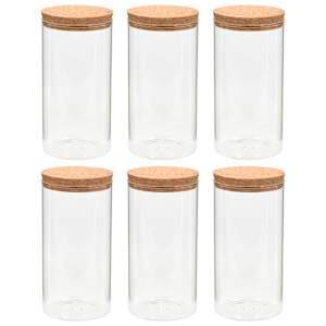 vidaXL korgist kaanega klaasist s&auml;ilituspurgid 6 tk, 1400 ml