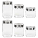vidaXL opbevaringsglas med sølvfarvet låg 6 stk. 800/1200/1700 ml