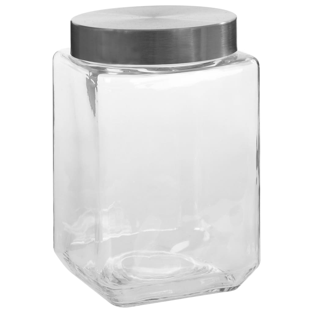 vidaXL Förvaringsburkar i glas med silvriga lock 6 st 1200 ml