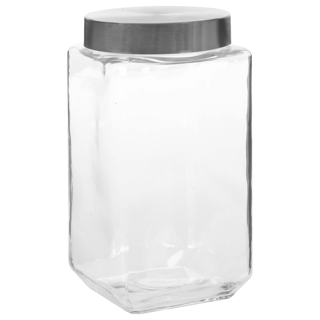 vidaXL Förvaringsburkar i glas med silvriga lock 6 st 2100 ml
