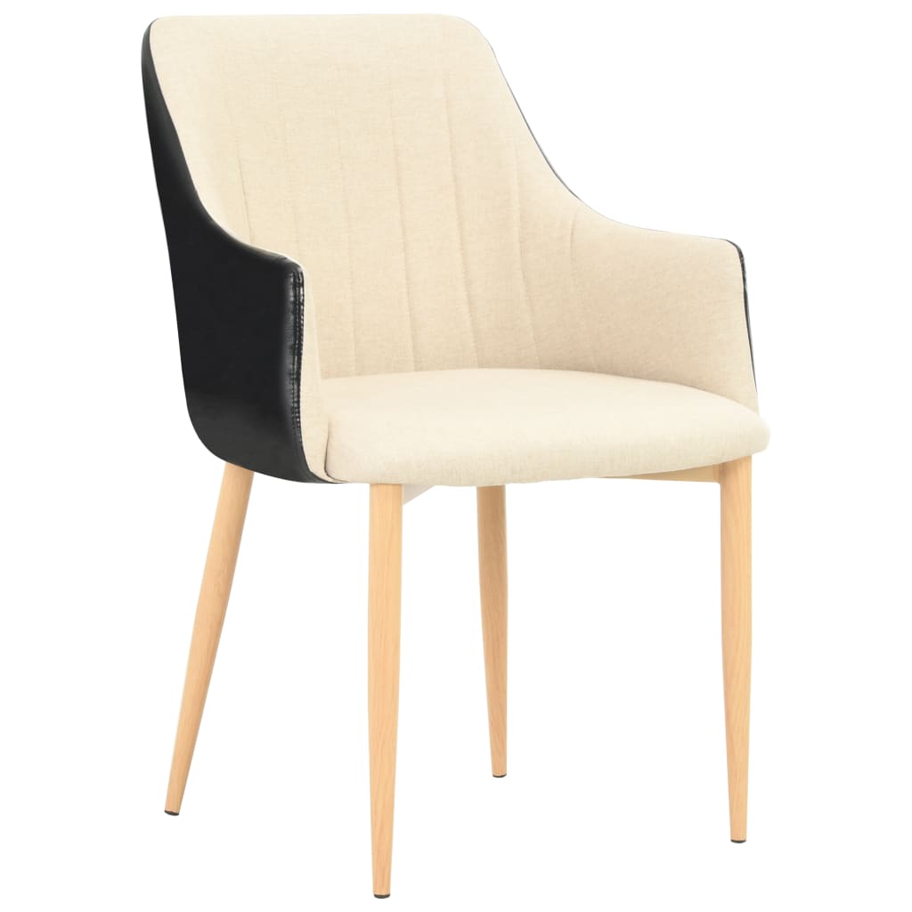 vidaXL Valgomojo kėdės, 4vnt., juodos ir kreminės spalvų, audinys